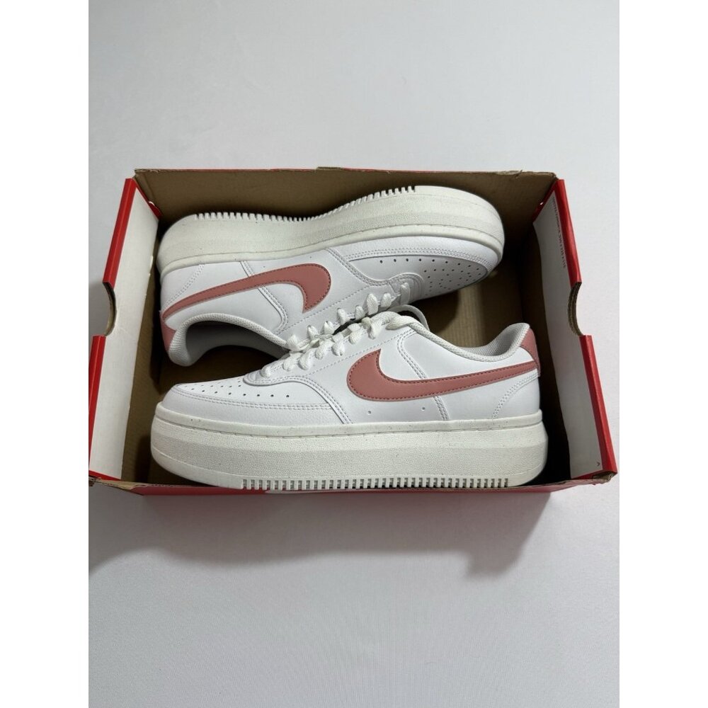 Nike White Sneakers with Pink Swoosh 10.5 NIB
